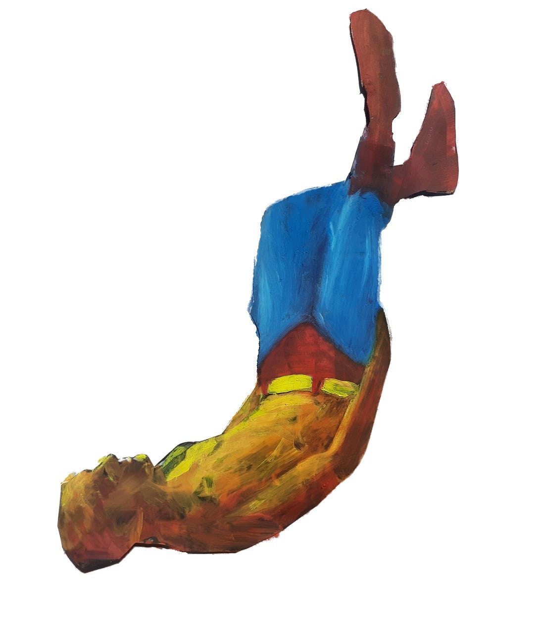 Paper Superman, magazine cutout with oil paint